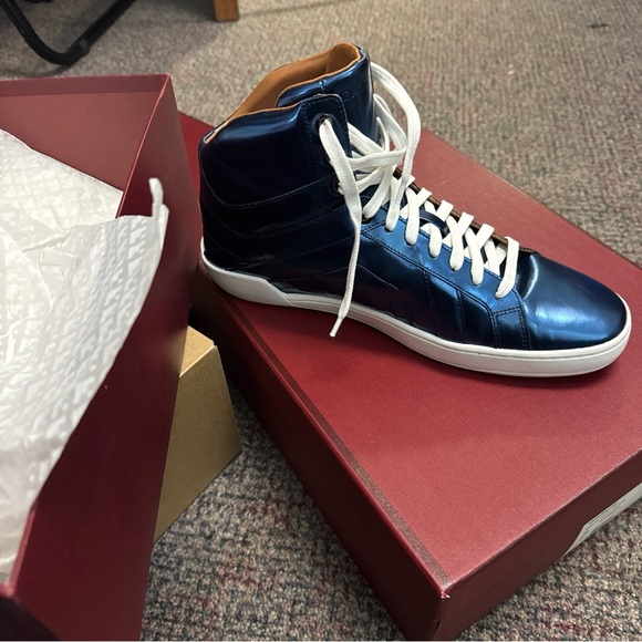 NIB $700 Bally Men Eticon Leather High-Top Sneakers Blue 10.5 US - Picture 4 of 9